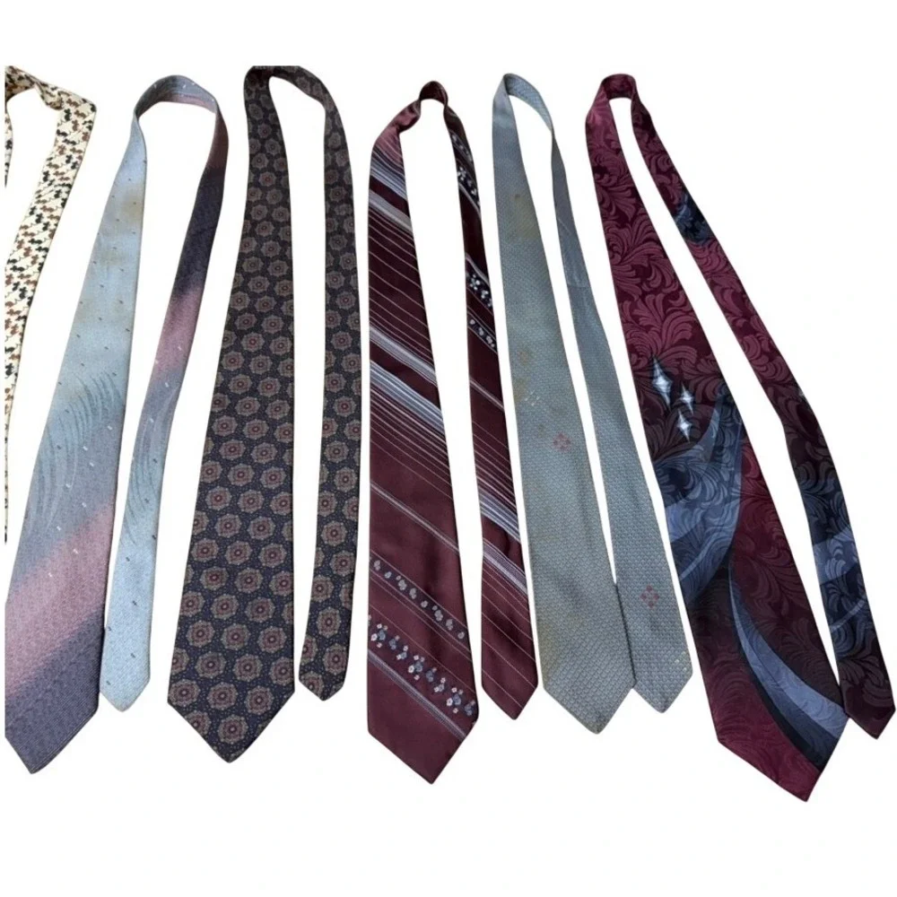 Vintage Mens Necktie Lot 12pc Retro Geometric Novelty Striped  FLAWS FINAL SALE!